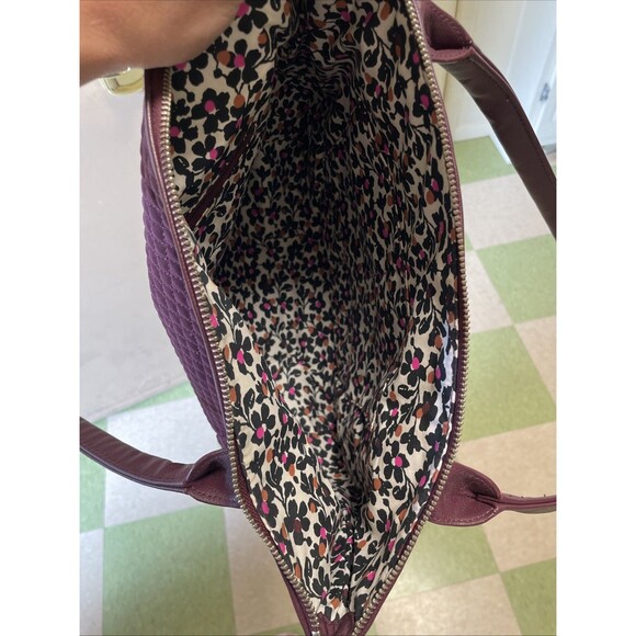 Vera Bradley Classic Quilted Tote Shoulder Bag With Leather Straps Merlot - Picture 8 of 10